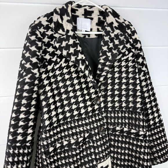 Ett:twa by Anthropologie Black & Cream Wool Blend Houndstooth Coat Size XS - Picture 6 of 15
